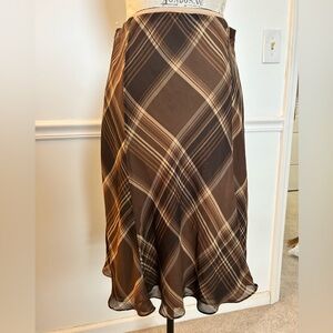 American Living Brown Plaid Midi Skirt